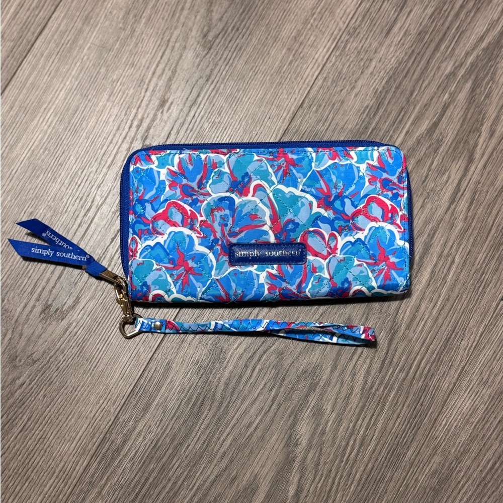 Simply Southern Vibrant Blue and Pink Floral Wallet